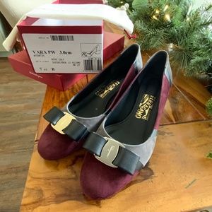 Salvatore Ferragamo Suede Multicolor Vara Pumps